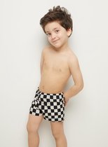 LEO Sneldrogende en UV Werend Zwembroek Jongens - Zachte en Comfortabele Zwemshort Jongens / Zwemkleding Jongens van Gecertificeerde Premium Italiaanse Stof - Zwembroek Baby - Zwart Wit - 1-2