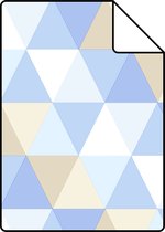 Proefstaal ESTAhome behangpapier driehoekjes lichtblauw, beige en wit - 138712 - 26,5 x 21 cm