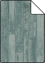 Proefstaal ESTAhome behangpapier vintage sloophout planken vergrijsd groen - 128840 - 26,5 x 21 cm