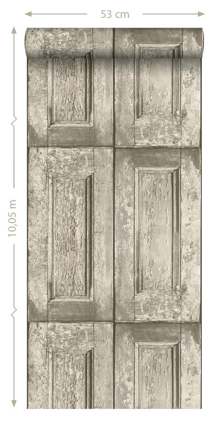 Proefstaal ESTAhome behang paneeldeuren lichtbruin - 138206 - 26,5 x 21 cm