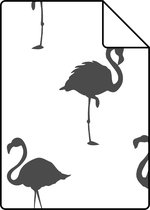 Proefstaal ESTAhome behangpapier flamingo's zwart en wit - 138993 - 26,5 x 21 cm