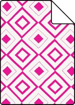 Proefstaal ESTAhome behangpapier ruiten fuchsia roze - 138862 - 26,5 x 21 cm