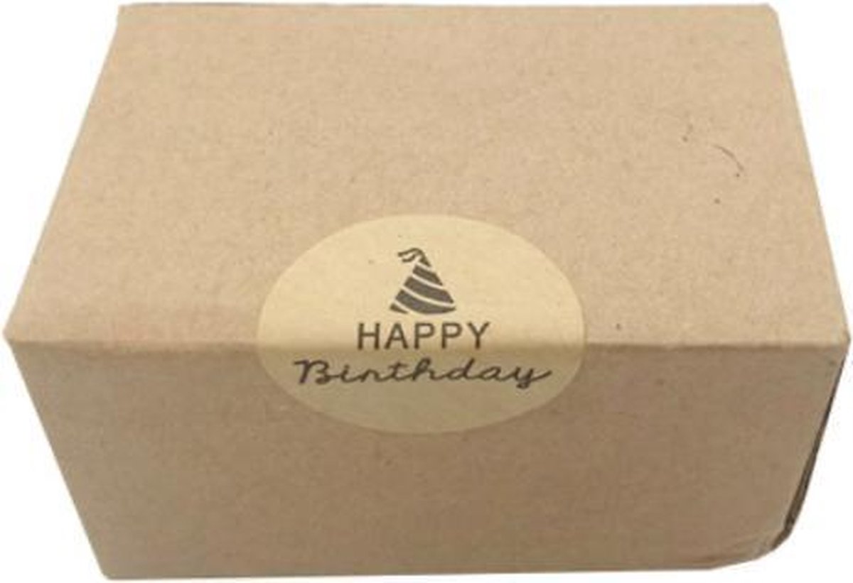 Sluitsticker - Sluitzegel – Sticker - Happy Birthday met feesthoed | Verjaardagskaart - Envelop | Naturel & Wit & Zwart | Vintage | Envelop sticker | Cadeau - Gift - Cadeauzakje – Traktatie versieren | Chique & Leuk inpakken | Feestmuts - Feestje — afbeelding 2