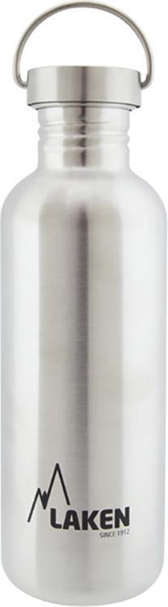 RVS fles 1000ml Basic Steel Bottle - RVS dop, Laken