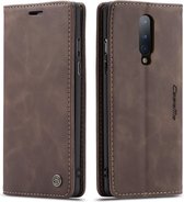 CaseMe - OnePlus 8 hoesje - Wallet Book Case - Magneetsluiting - Donker Bruin