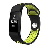 Siliconen Smartwatch bandje - Geschikt voor  Fitbit Charge 4 sportband - zwart geel - Maat: L - Horlogeband / Polsband / Armband