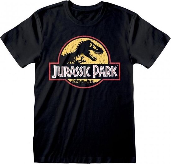 Jurassic Park - Original Logo Distressed Unisex T-Shirt Zwart
