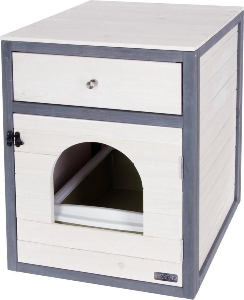 Kerbl Pet kattenkast Ida wit/grijs kat