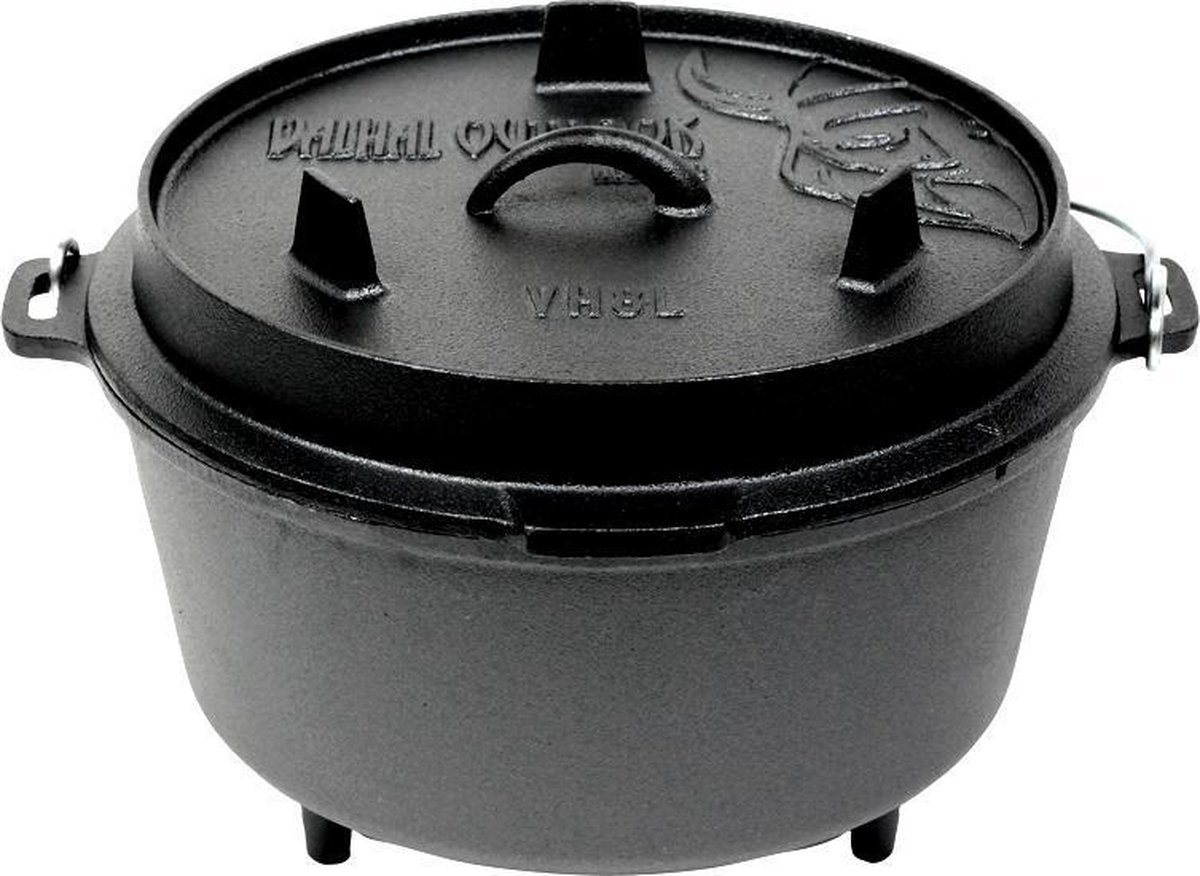 Valhal Outdoor Dutch Oven 8L met pootjes | VH8L+ | met uitsparing voor kookthermometer!