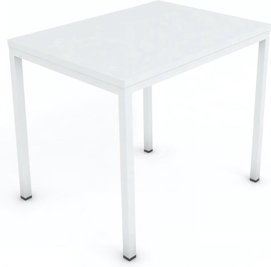Table de cantine Vera 80 x 80 x 75 Table d'ordinateur Bureau en métal blanc
