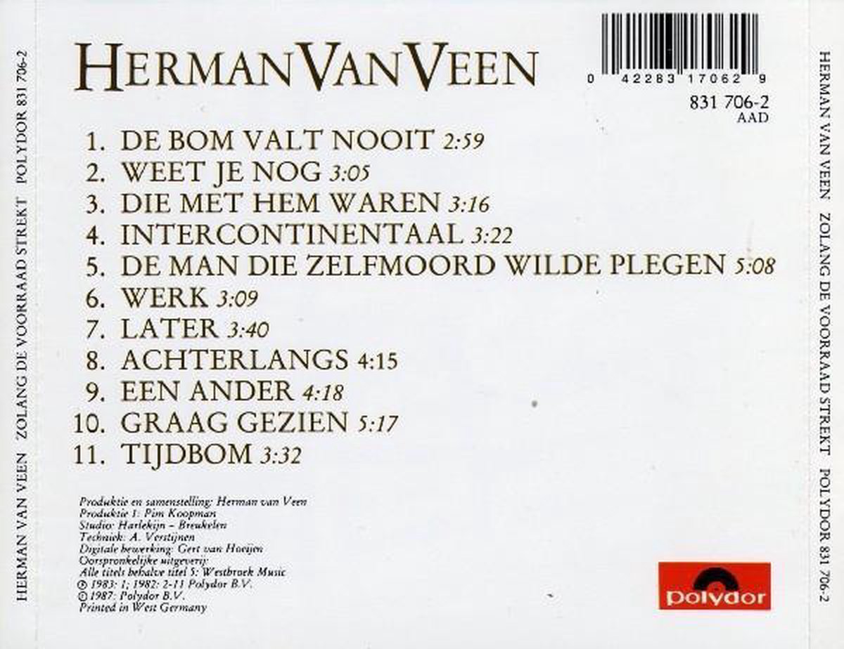 Zolang De Voorraad Strekt, Herman van Veen | CD (album) | Muziek | bol.com
