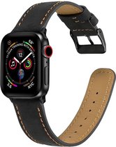 Apple Watch 44MM / 42MM Bandje Echt Leer met Crackle Textuur Zwart