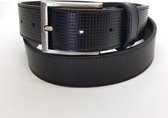 Leren Herenriem Zwart - Taille: 95 cm - Totale lengte riem 110 cm - 3.5 cm Breed - Echt Leer - Riem – Donkerzilveren gesp – In te korten – Made in Italy – Vaderdag cadeau