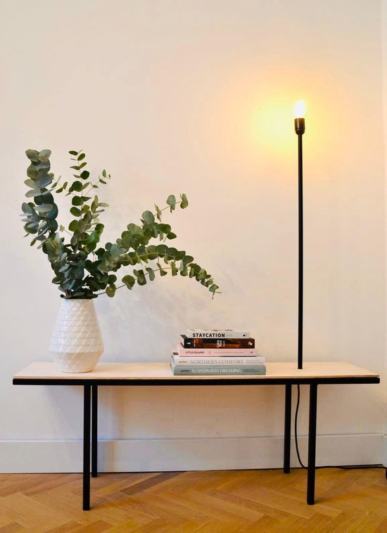 Vorm - Bankje met lamp - hout met zwart metaal - 120x30x43cm | bol.com