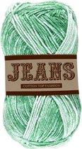 Lammy yarns Jeans gemeleerd katoen garen - groen met wit (08) - naald 3,5 a 4mm