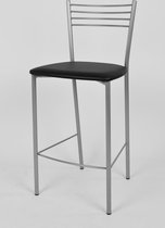 Tommychairs Elena - Eetkamerstoelen - Set van 2 - Aluminium & Zwart - Kunstleer