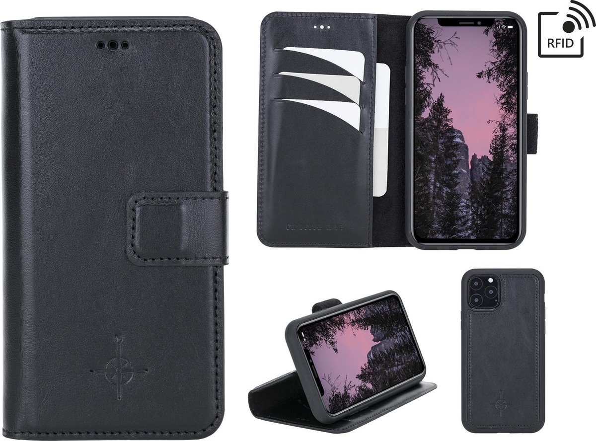 NorthLife Geschikt voor iPhone 11 Pro - Leren Afneembare 2-in-1 bookcase telefoonhoes - Zwart