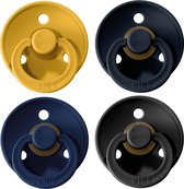 BIBS Fopspeen - Maat 2 (6-18 maanden) - 4 stuks - Oker geel, Dark Denim, Deep Space en Black