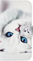 ADEL Kunstleren Book Case Portemonnee Pasjes Hoesje voor Samsung Galaxy A20e - Katten Wit