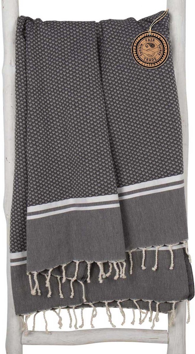 ZusenZomer Hamamdoek XL Sousse - Katoen - 100x190 cm - Zwart