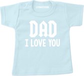 Shirt papa ik hou van jou-blauw-wit-Maat 74