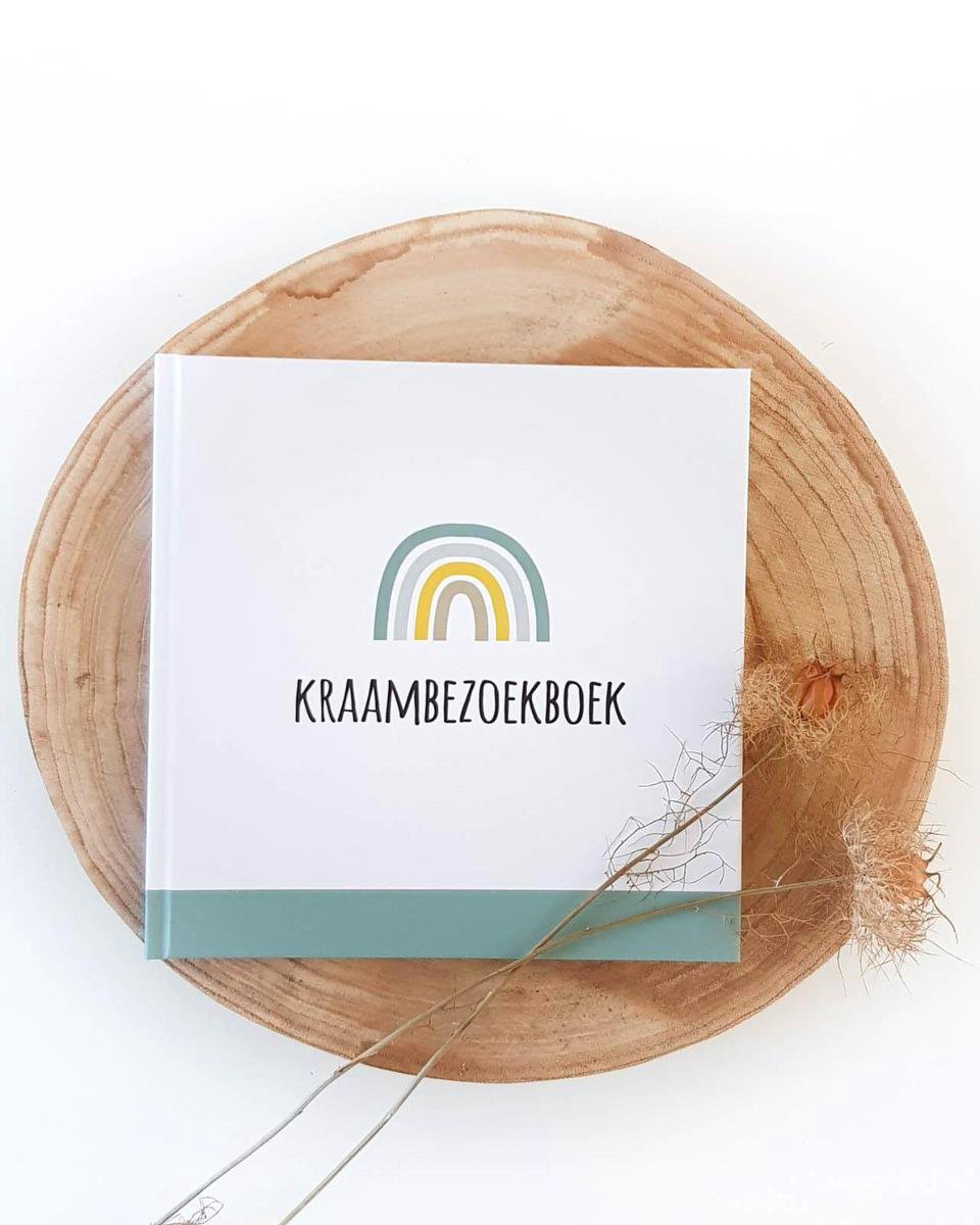 Kraambezoekboek regenboog - mint | kraamboek invulboek | kraamvisiteboek