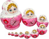 10-Delige Houten Russische Matroesjka Poppen Set - Babushka Matruska Decoratie Baboesjka Matruschka Poppetjes - Matrushka Russian Nesting Dolls