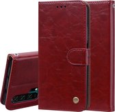 Business Style Oil Wax Texture Horizontal Flip Leather Case voor Huawei Honor 20 Pro, met houder & kaartsleuven & portemonnee (rood)