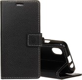 Litchi Texture horizontale flip lederen tas voor iPhone XS Max, met houder & kaartsleuven & portemonnee (zwart)