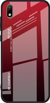 Voor Huawei Y5 (2019) Gradient Color Glass Case (Rood)