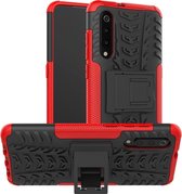 Tire Texture TPU + PC schokbestendige telefoonhoes voor Xiaomi Mi 9, met houder (rood)