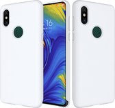 Effen kleur Vloeibare siliconen valbestendige beschermhoes voor Xiaomi Mi Mix 3 (wit)