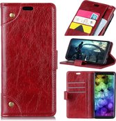 Koperen gesp nappa textuur horizontale flip lederen case voor Samsung Galaxy S10, met houder & kaartsleuven & portemonnee (rood)