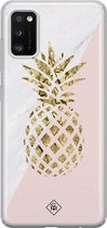 Samsung A41 hoesje siliconen - Ananas | Samsung Galaxy A41 case | Roze | TPU backcover transparant