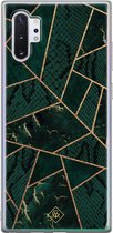 Samsung Note 10 Plus hoesje siliconen - Abstract groen | Samsung Galaxy Note 10 Plus case | groen | TPU backcover transparant