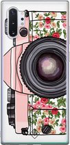 Samsung Note 10 Plus hoesje siliconen - Hippie camera | Samsung Galaxy Note 10 Plus case | Roze | TPU backcover transparant