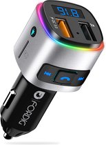 ForDig Draadloze FM Transmitter met Bluetooth 4.2 en USB 3.0 Quick Charge - Auto Carkit met Fast Charge USB Poort en LED Scherm - Autolader met Micro SD en USB-input - Handsfree Be