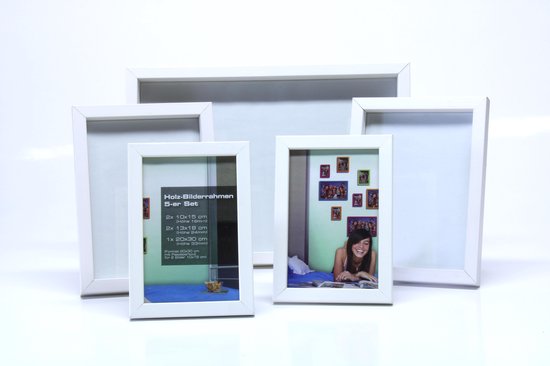 Multiframe - set van 5 fotokaders formaten - wit | bol.com