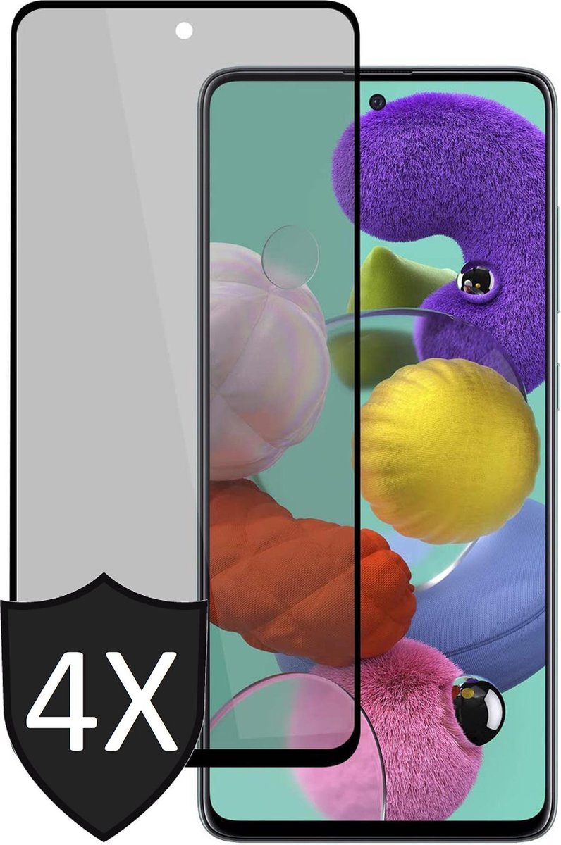 Privacy Screenprotector geschikt voor Samsung A51 - 4x Glas Screen Protector