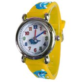 Fako® - Kinderhorloge - 3D - Dolfijntjes - Geel