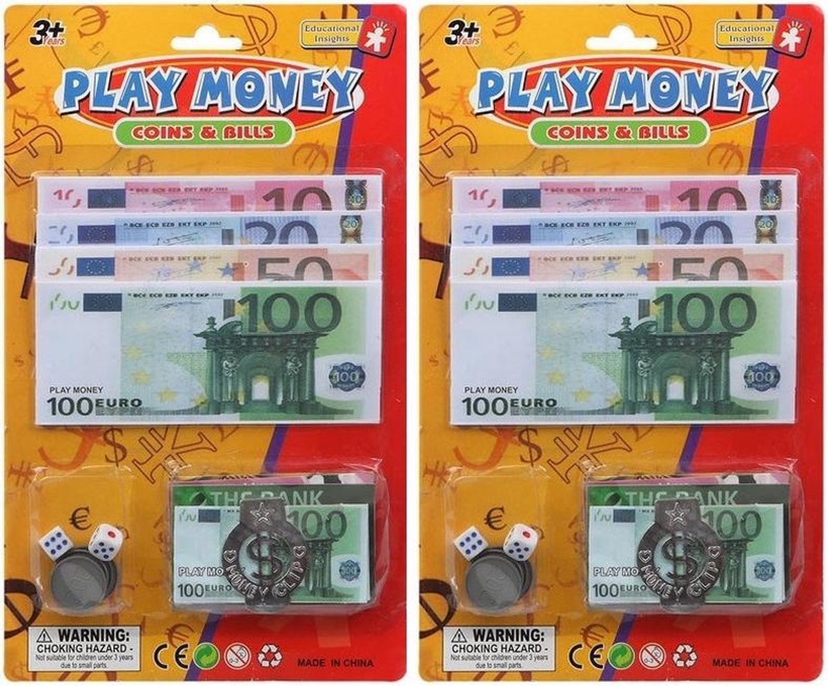 2x Jeux d'argent fictif euro avec pince à billets pour enfants - Jouets -  Argent... | bol.com