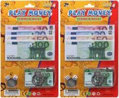 2x Speelgeld setjes euro met geldclip voor kinderen - Speelgoed - Speelgeld - Nepgeld - Geld setjes - Bank/winkeltje spelen
