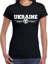 Oekraine / Ukraine landen / voetbal t-shirt zwart dames 2XL