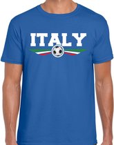 Italie / Italy landen / voetbal t-shirt met wapen in de kleuren van de Italiaanse vlag - blauw - heren - Italie landen shirt / kleding - EK / WK / voetbal shirt M