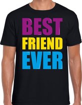 Best friend ever / Beste vriend ooit fun t-shirt met gekleurde letters - zwart -  heren - Fun  /  Verjaardag cadeau / kado t-shirt L