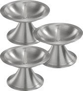3x Luxe metalen kaarsenhouders zilver voor stompkaarsen van 7-8 cm - Stompkaarshouder -  Kaarshouder/kaarsen standaard - Kandelaar voor stompkaarsen - Woonaccessoires