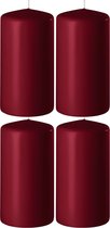4x Bordeauxrode cilinderkaarsen/stompkaarsen 6 x 10 cm 36 branduren - Geurloze kaarsen bordeauxrood - Woondecoraties