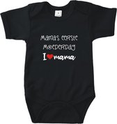 Rompertjes baby met tekst - Mama's eerste moederdag - Romper zwart - Maat 50/56