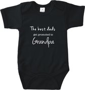 Rompertjes baby met tekst - The best dads get promoted to Grandpa - Romper zwart - Maat 50/56