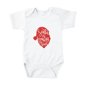 Rompertjes baby met tekst - Santa is coming to town - Romper wit - Maat 62/68
